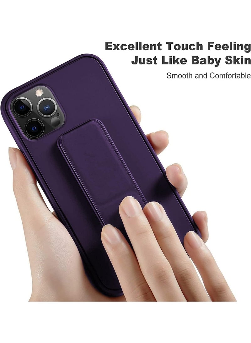 جراب لهاتف آيفون 14 برو ماكس، غطاء بنفسجي، حامل مغناطيسي للسيارة، مسند وقاعدة، حزام يد ومقبض من السيليكون عالي الجودة، رأسي وأفقي، مع حامل متعدد الاستخدامات (بنفسجي داكن). - Image 2